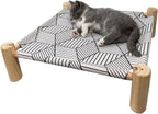 Pozico Cat/Dog Bed Hammock Cat Bed, Wooden Dog Elevated Indoor Outdoor Beds, Raised Cat Cots Furniture Pet Bed Puppy Bed Portable Breathable Mesh Cat Beds for Small Animals-Black Diamond - Image 9