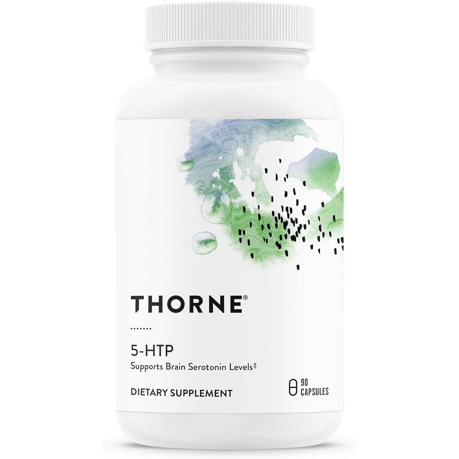 Thorne 5-HTP 90 Capsules front view for serotonin support.