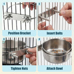 3 Pcs Stainless Steel Bird Feeding Cups with Clamp Holder - Birdcage Food Water Dish Bowls for Cockatiel Parakeet Macaw Finches Lovebirds Small Animals - Image 7
