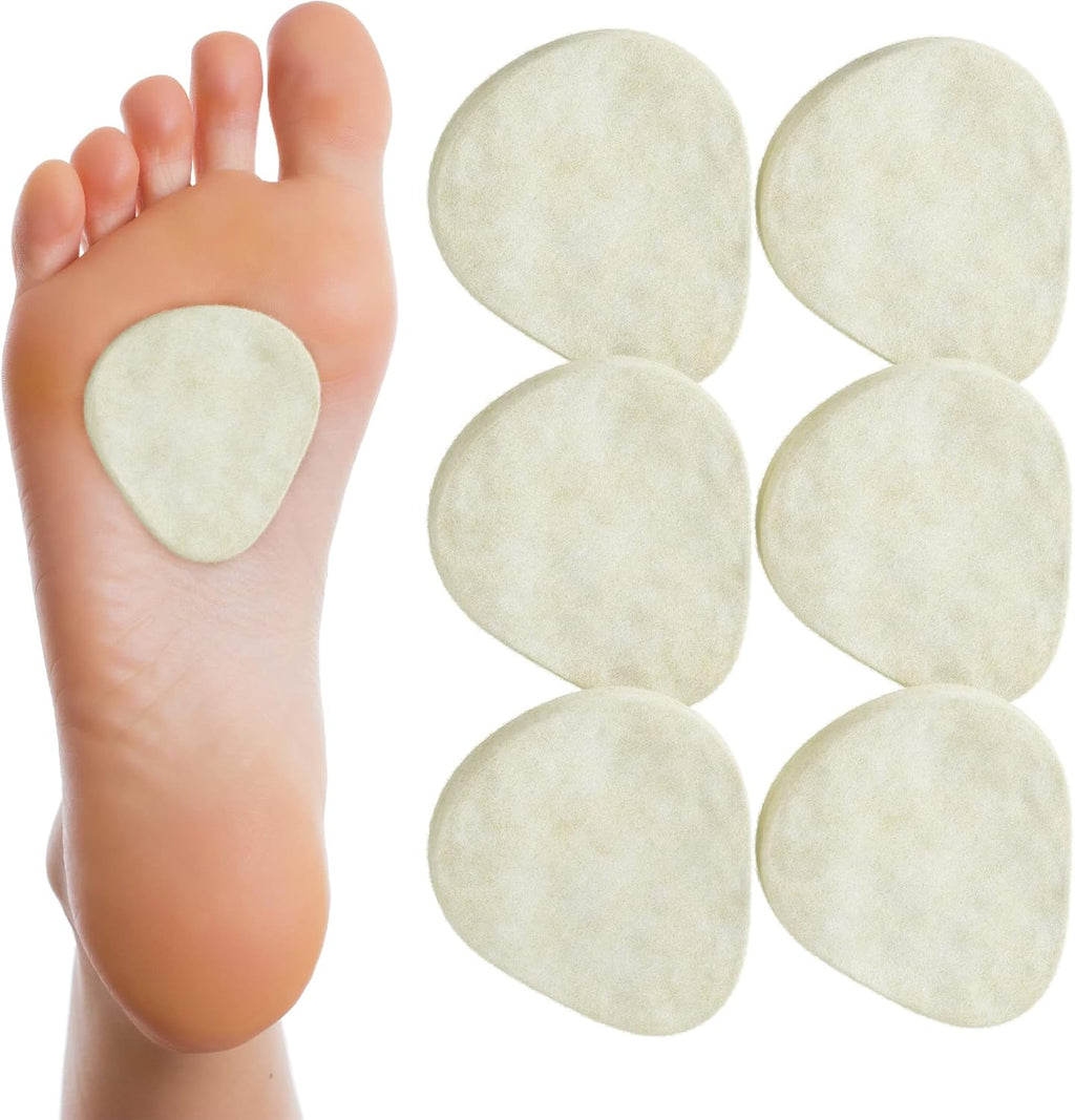 Mars Wellness Metatarsal Felt Foot Pad front view showing white wool texture for orthopedic support.