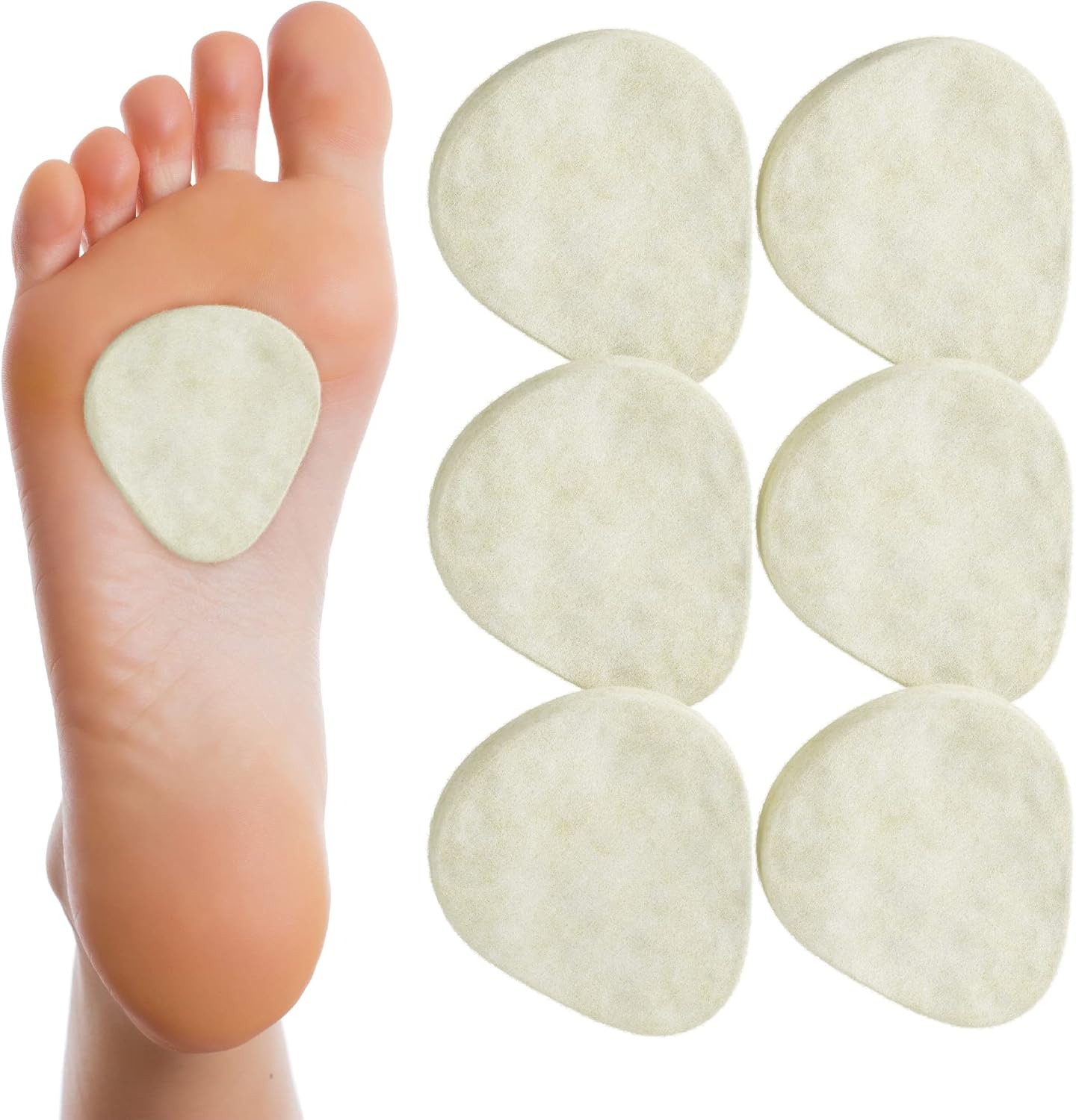 MARS Wellness Metatarsal Felt Foot Pad front view showing white orthotic shape
