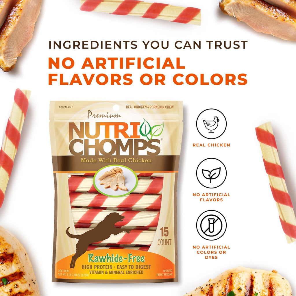 NutriChomps premium porkskin and chicken twists for dental care