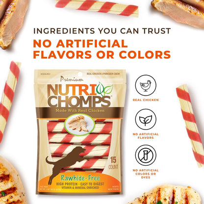 NutriChomps premium porkskin and chicken twists for dental care