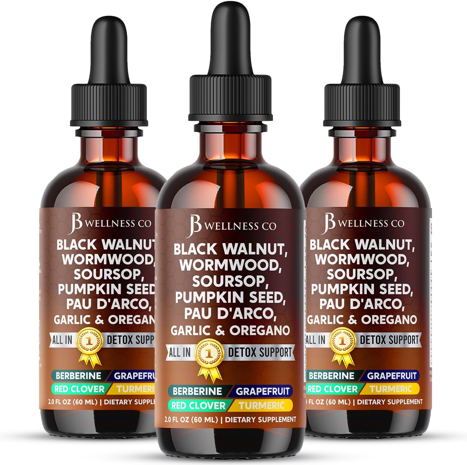 JB Wellness Co Wormwood and Black Walnut Liquid Cleanse Drops front view