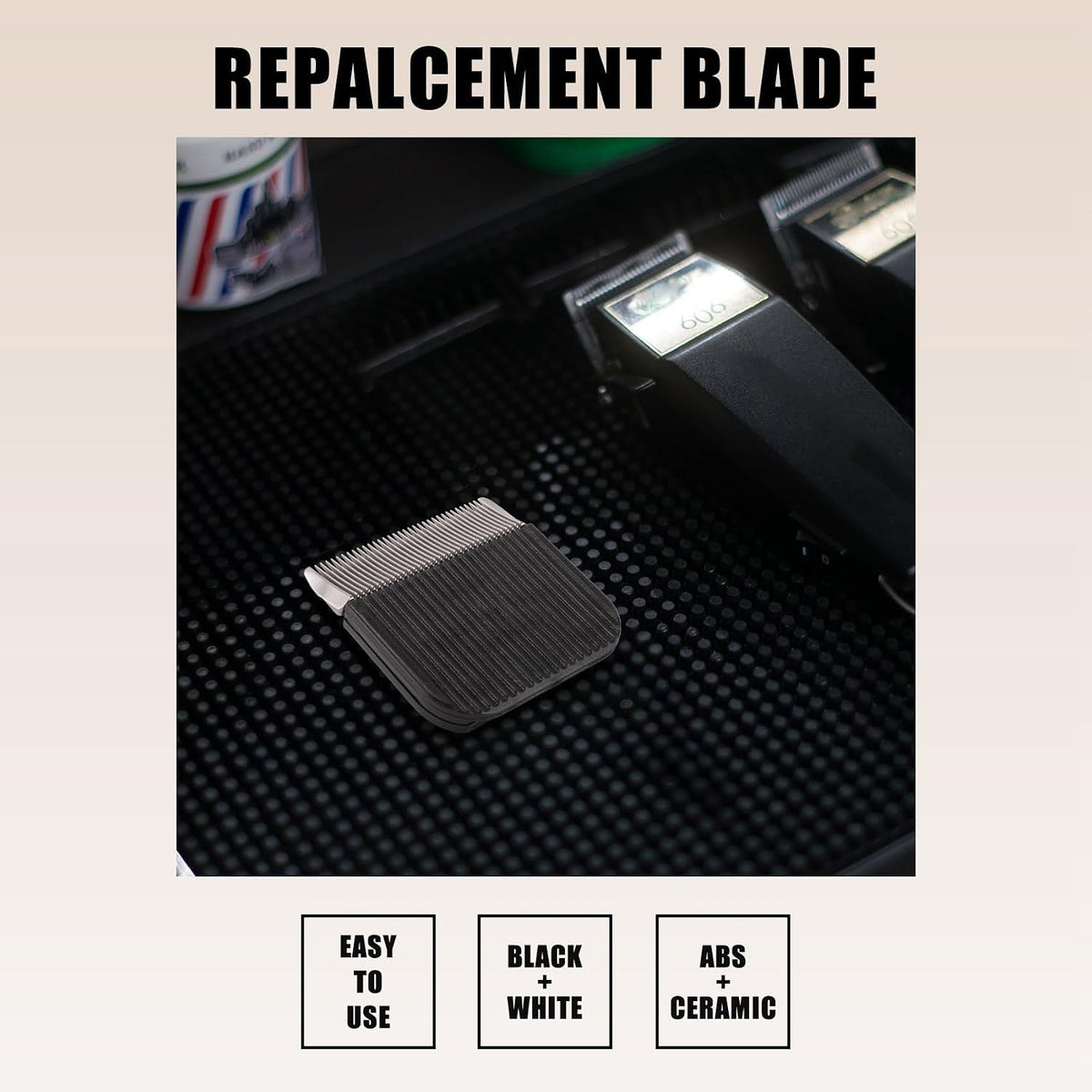 Herklotzn VS888 trimmer replacement blade showing the black ABS base