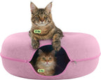 Cattasaurus Peekaboo Cat Cave Donut for Multiple & Large Cats up to 30-45 lbs, 3-in-1 Self Warming Cat Bed, Tunnel & Scratcher for Indoor Cats, Washable & Detachable Small Dog Bed (Light Gray, Large) - Image 11