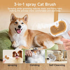 Grooming a long haired cat with the VVWVVW misting comb to remove tangles and reduce shedding