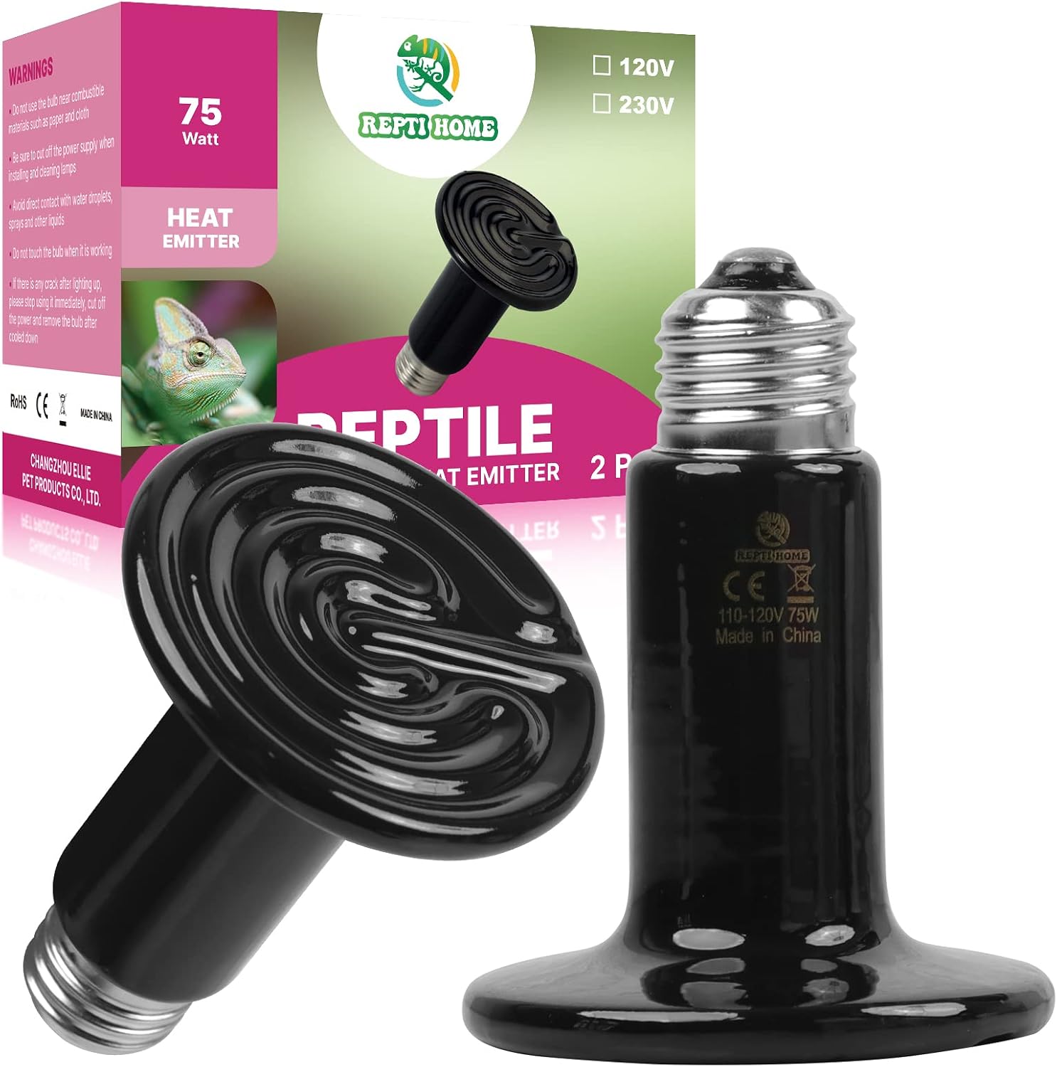 100W Ceramic Heat Emitter (2 Pack), Reptile Heat Lamp Bulbs, Ceramic Heater for Amphibian, Pet Brooder Coop, Chicken, Dog, Cat - Image 10