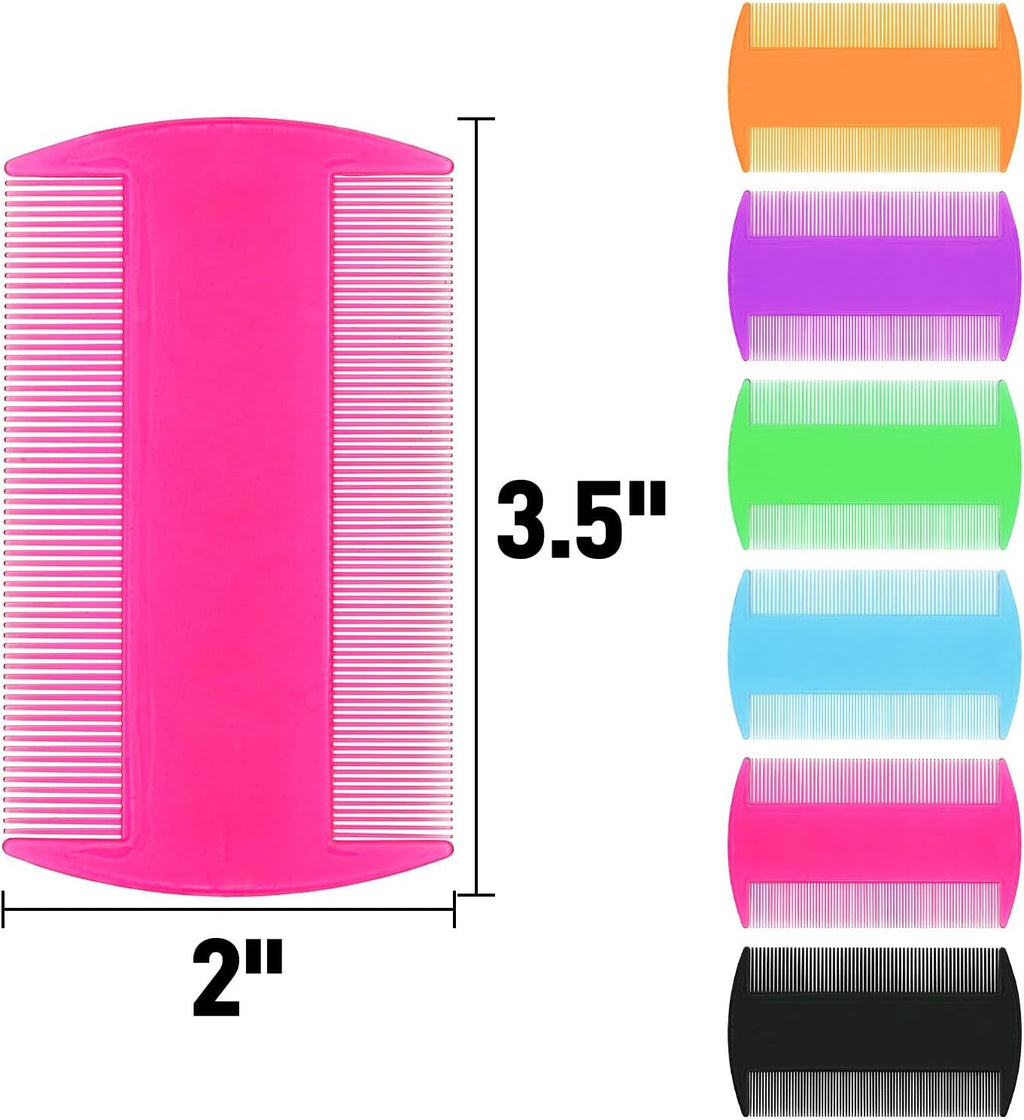 Six assorted colors of Pumtus fine tooth flea and tick removal combs for dogs.