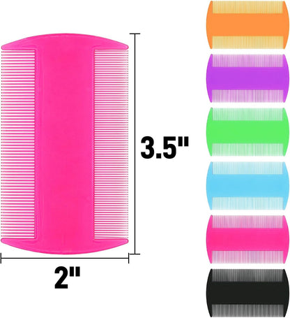 Six assorted colors of Pumtus fine tooth flea and tick removal combs for dogs.