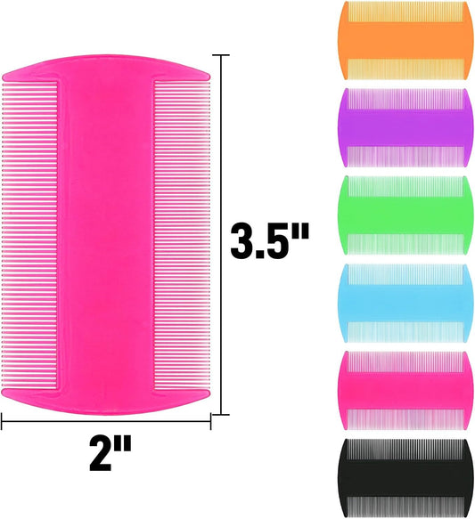 Six assorted colors of Pumtus fine tooth flea and tick removal combs for dogs.