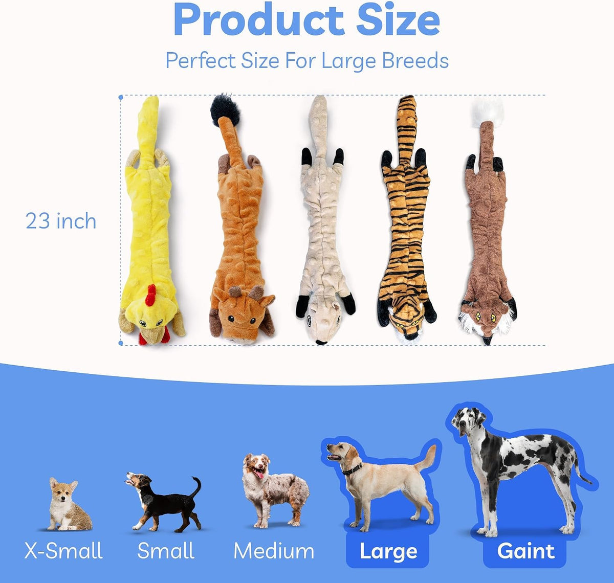 Safe stuffing free dog chew toy collection