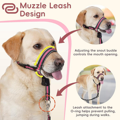 Adjustable nose leash for large dogs side perspective close up