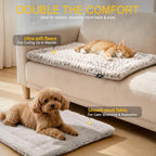 Mora Pets thermal cat bed laid out flat on a cozy sofa.