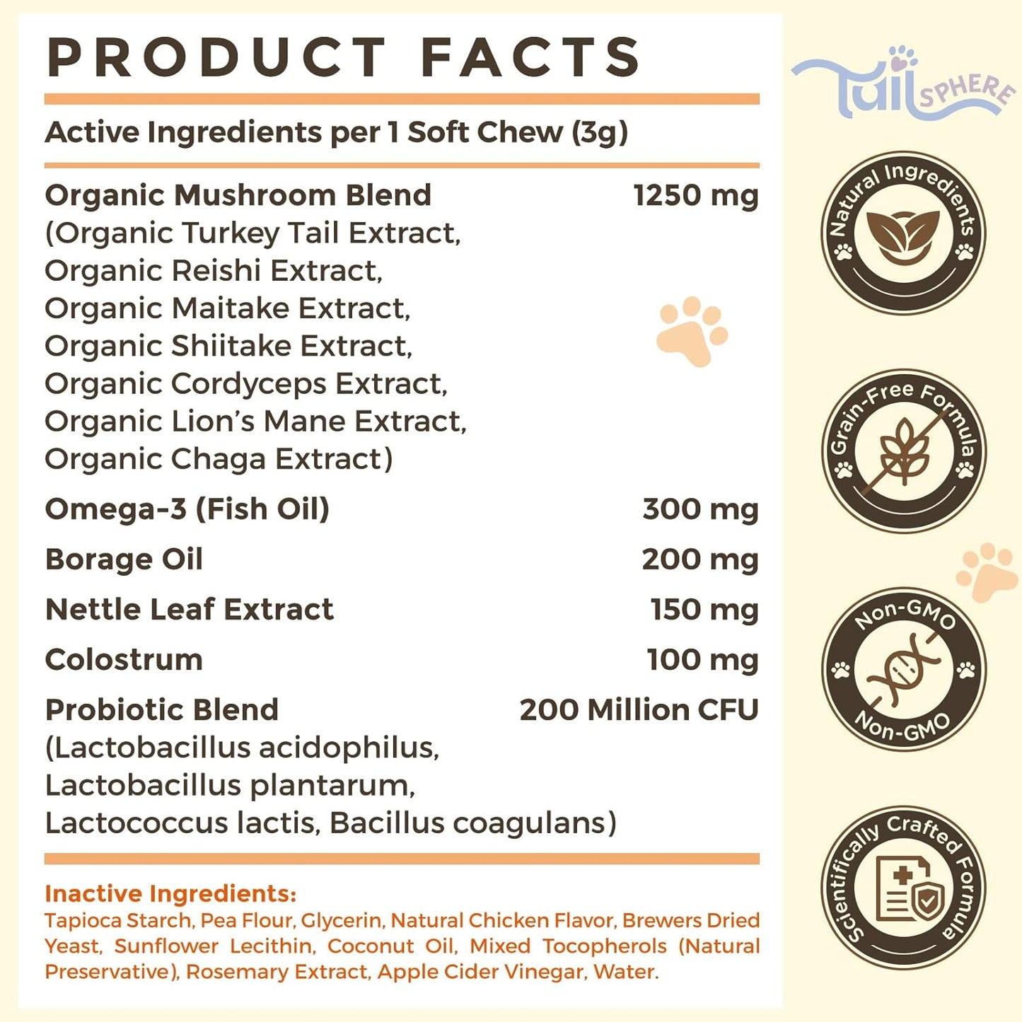 TailSphere pet wellness 12-in-1 formulation packaging for seasonal allergy defense