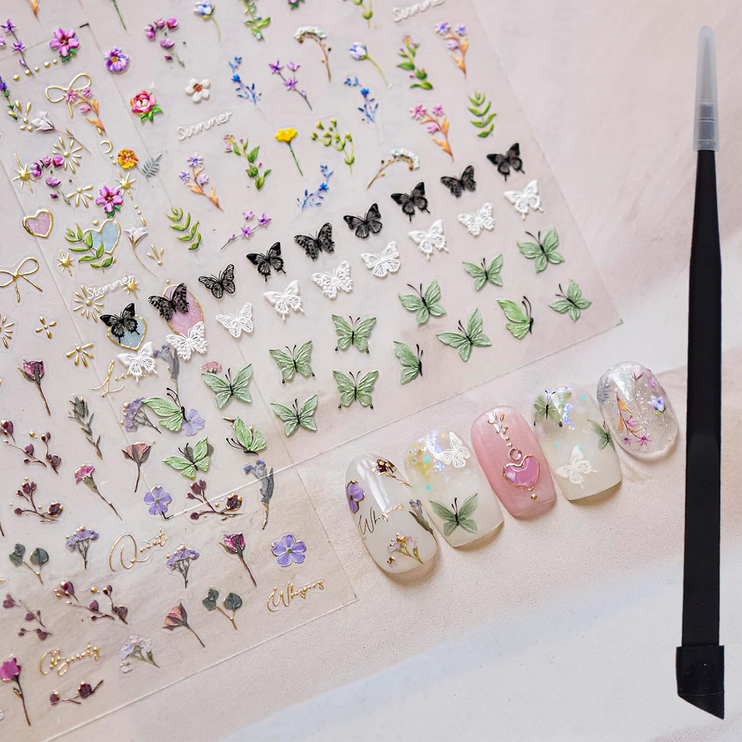 Ipetboom 5D embossed floral nail art stickers front view