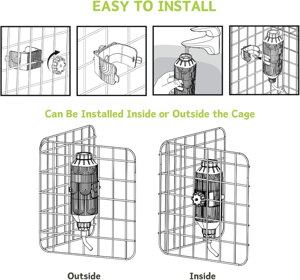Top fill lid mechanism of the Kassiva hanging cage kettle feeder showing easy refill access.