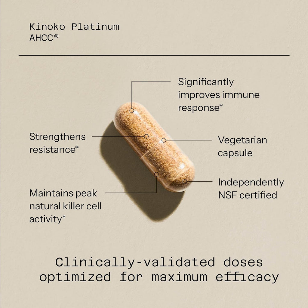 Quality of Life Premium Kinoko Platinum AHCC Herbal Supplement, 750mg per Capsule, for Immune Support, Liver Function, Maintains Natural Killer Cell Activity, Pack of 1, 60 Veggie Capsules - Image 4