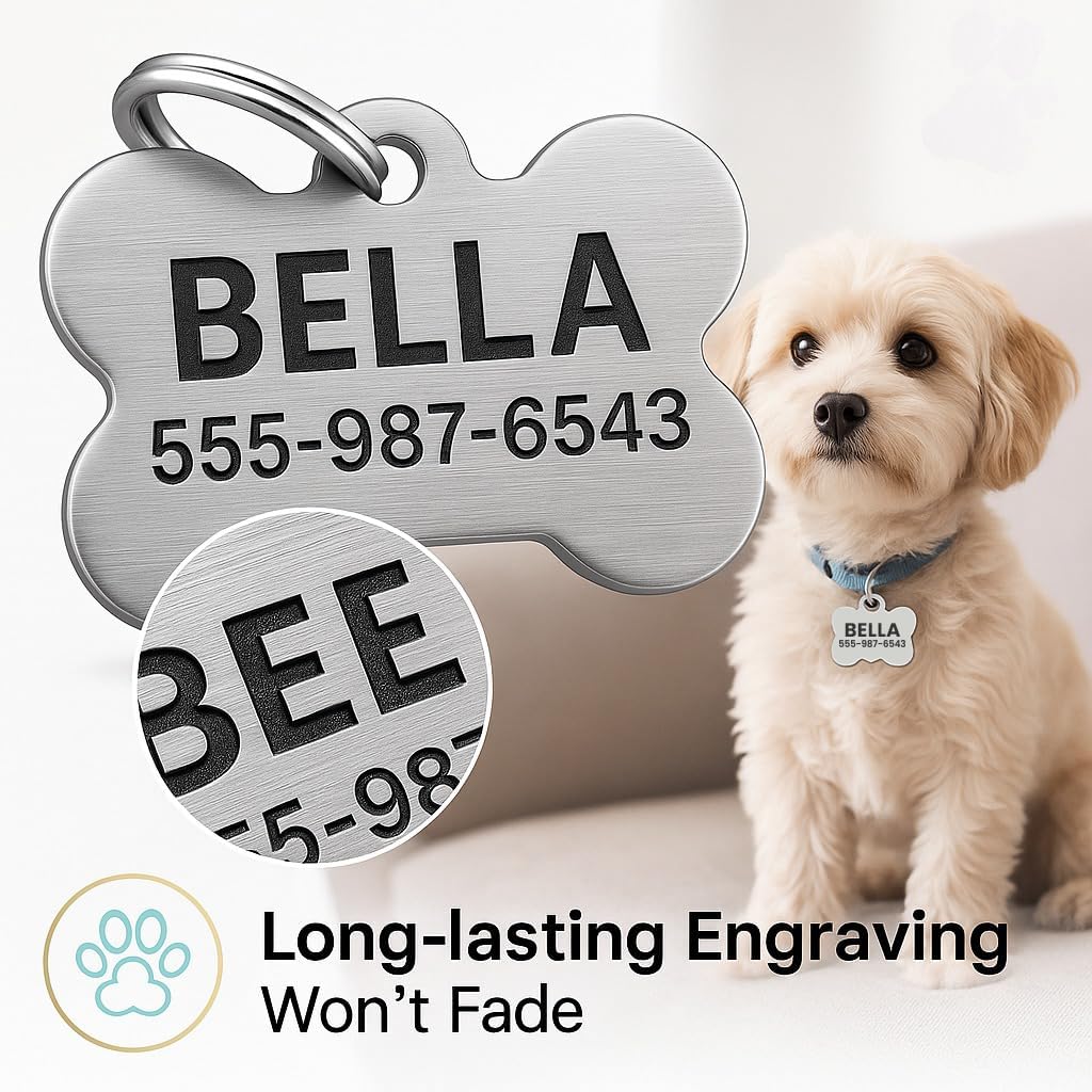 Premium weather-resistant custom pet safety tag imported from the USA