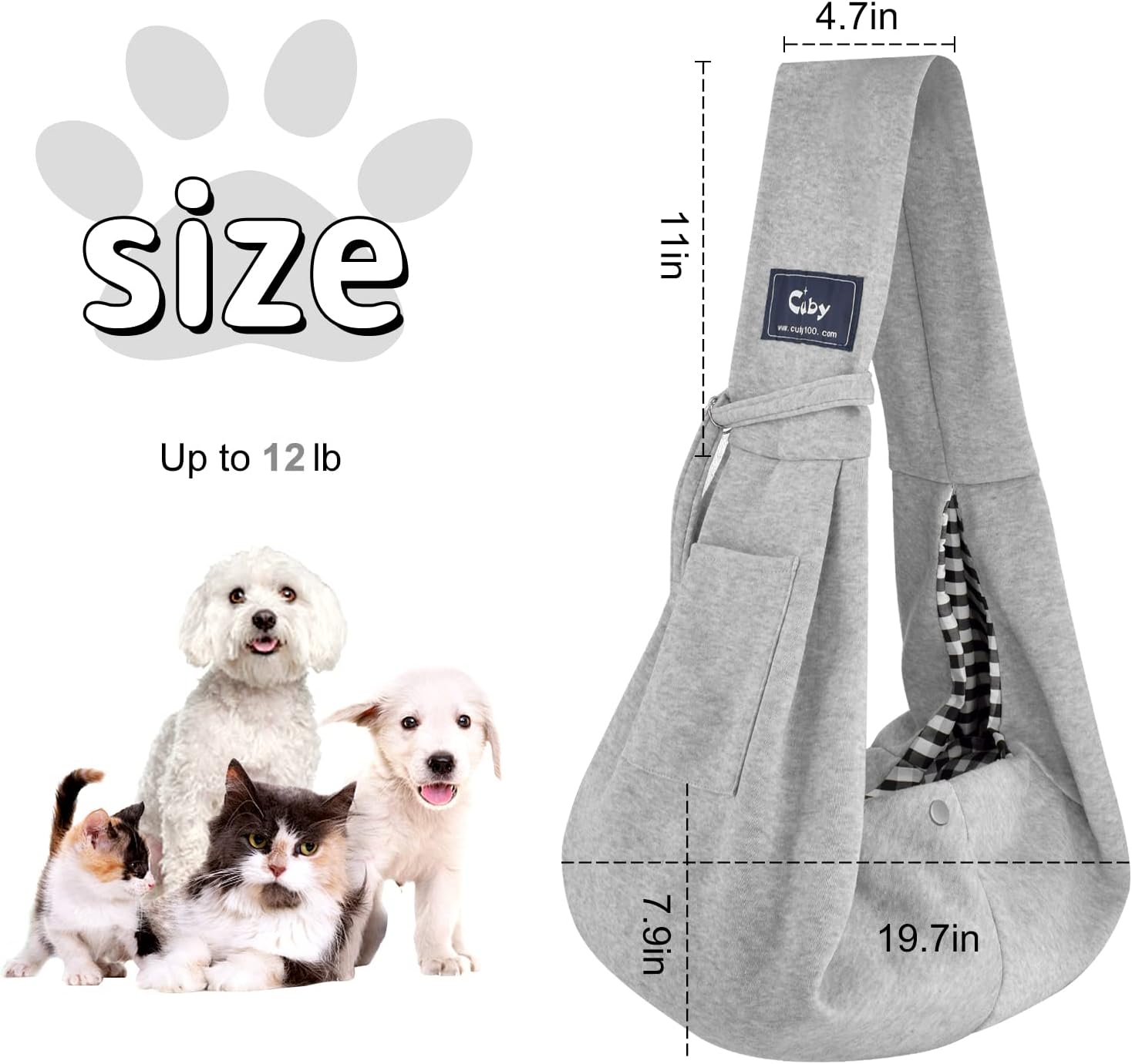 Close up of safety hook on pet sling