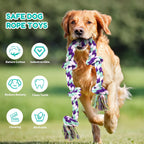 Large breed dog playing tug of war with the indestructible cotton rope toy.