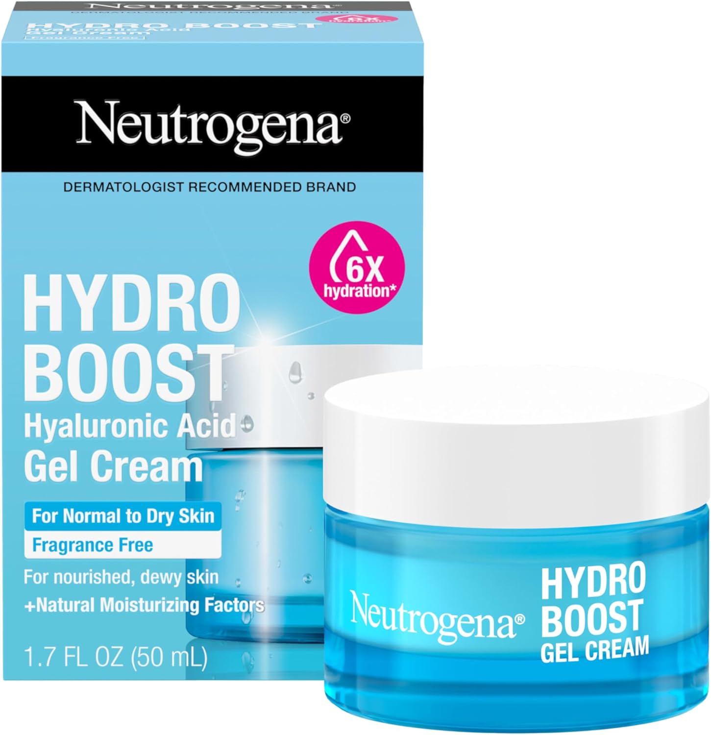 Neutrogena Hydro Boost gel cream jar hydrating dry skin with hyaluronic acid
