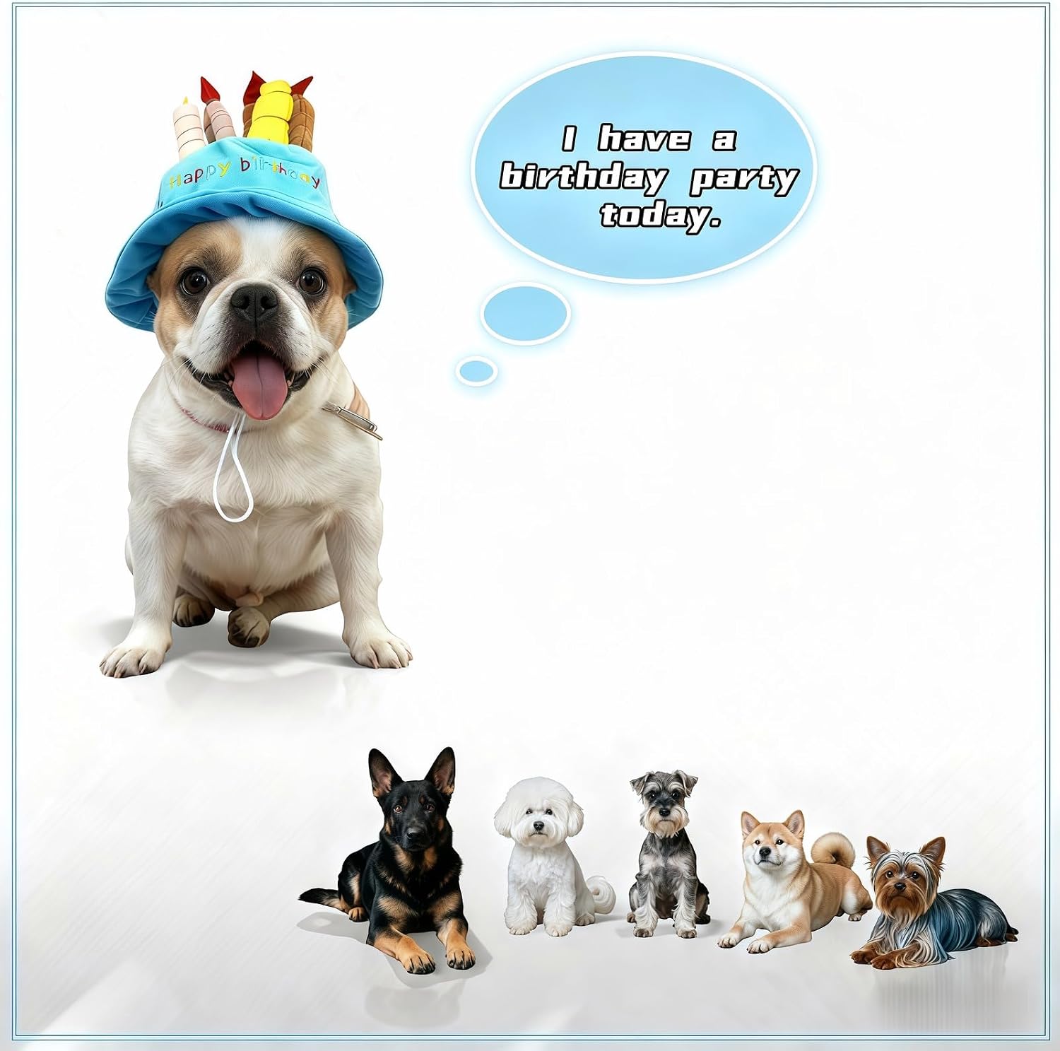 Adjustable strap details on RyanDesign pet birthday cap