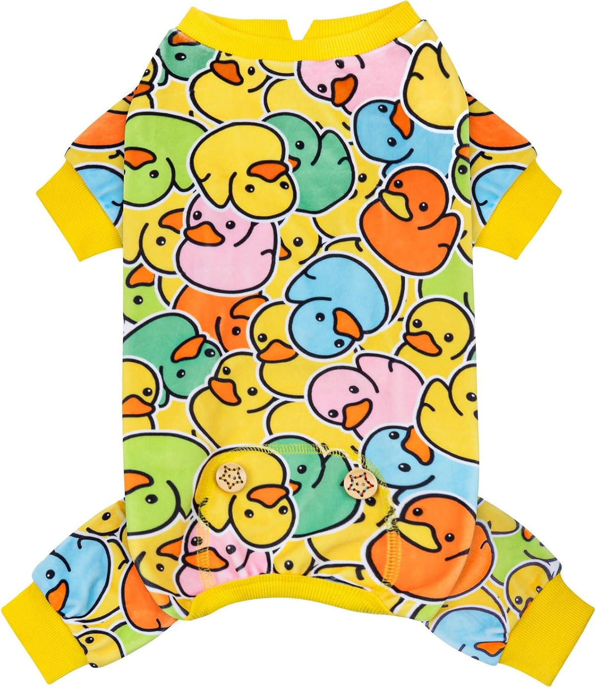 KYEESE Dog Pajamas Velvet Dog Pajamas Medium Sized Dogs Soft Dogs Clothes Pjs with Yellow Ducks Pattern Stretchy Pet Jammies Coat Comfy Pet Onesie Costume, 2X-Large - Image 9