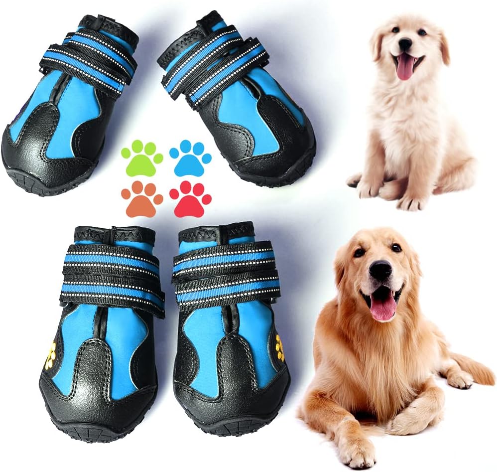CovertSafe& Dog Boots for Dogs Non-Slip, Waterproof Dog Booties for Outdoor, Dog Shoes for Medium to Large Dogs 4Pcs with Rugged Sole Black-Red - Image 10
