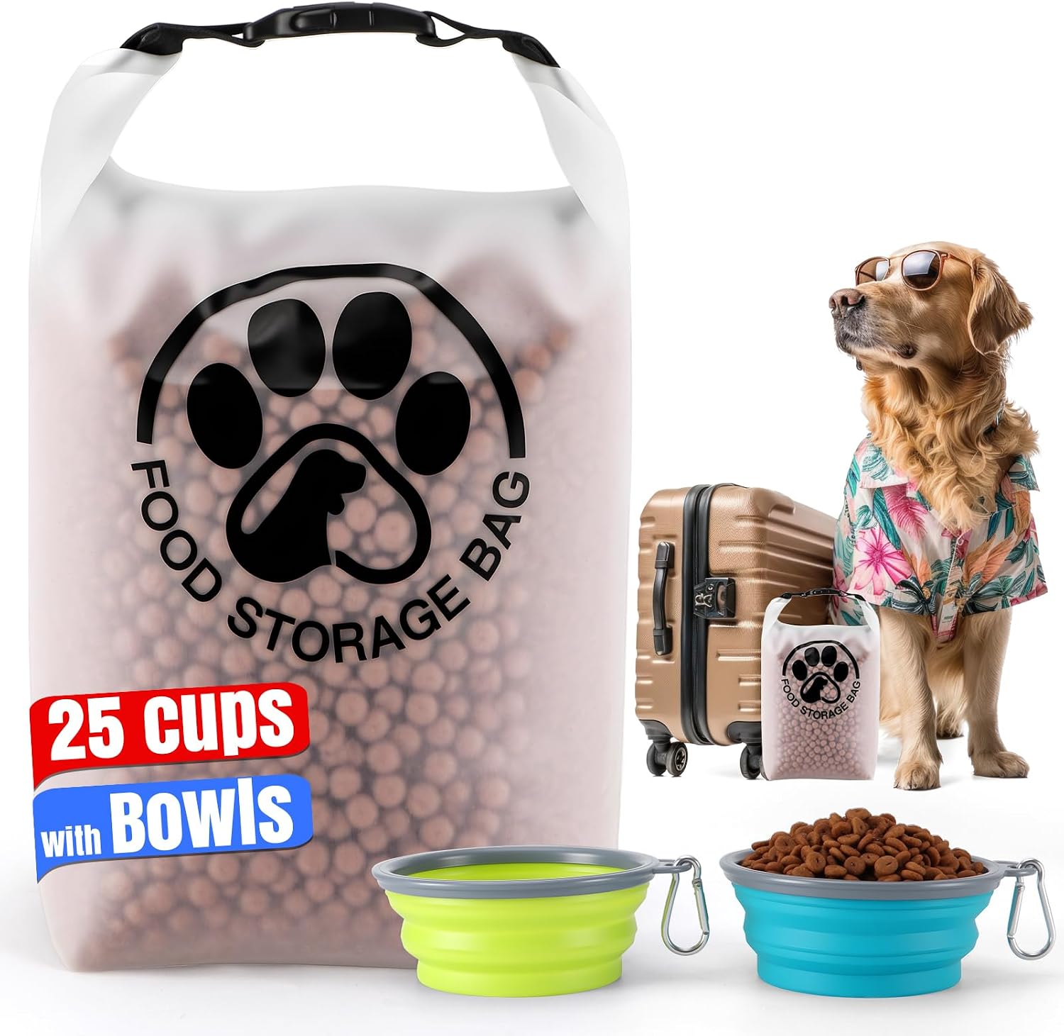Pet Food Storage Bag for Travel - Transparent Leak-Proof Dog Food Container with Roll-Top Closure, Keeps Kibble Fresh for Camping Trip, Dog Boarding, Weekend Getaways (14 Cups) - Image 11