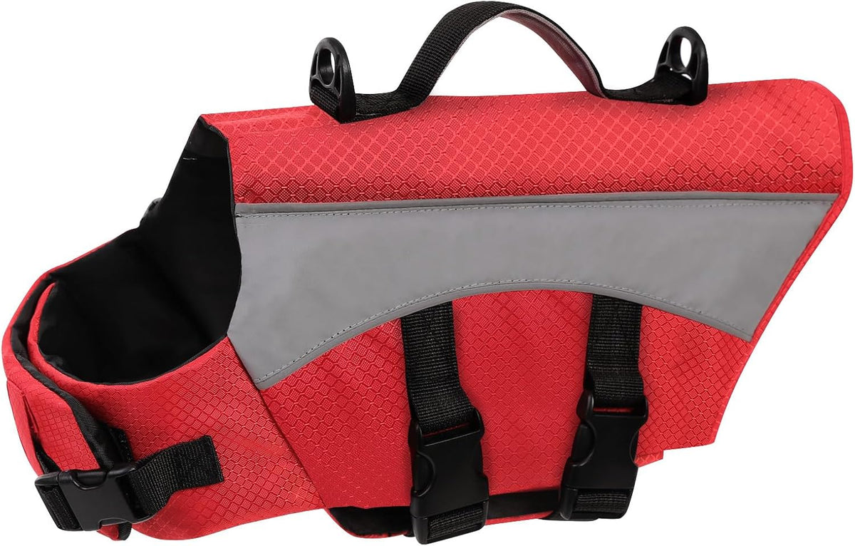 ASENKU pet flotation vest with heavy duty top rescue handle side view