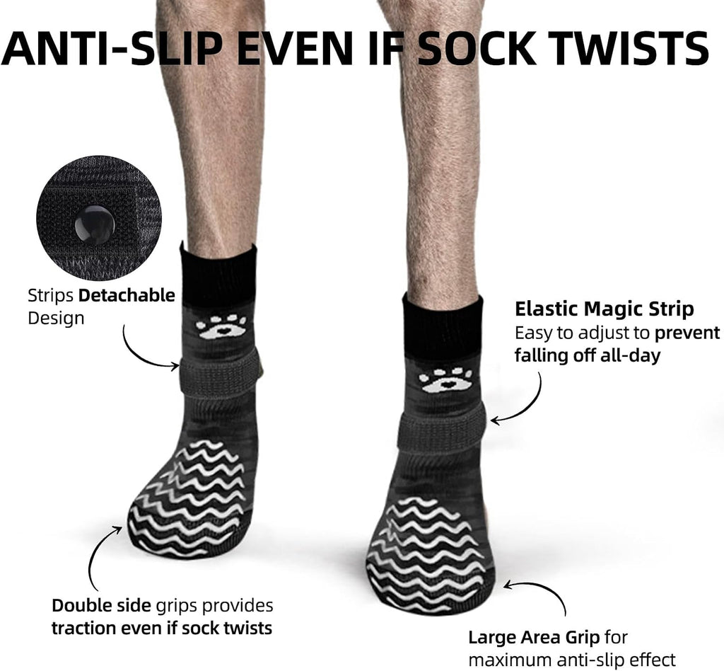 Close up of rubberized wave pattern grip on dog socks