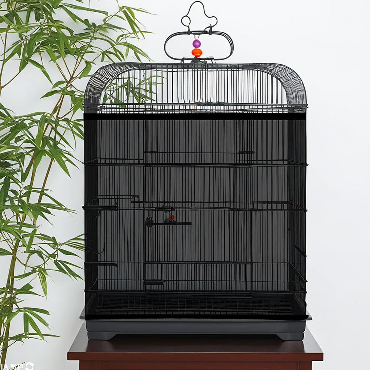 Bird cage seed guard demonstrating light diffusion and ventilation