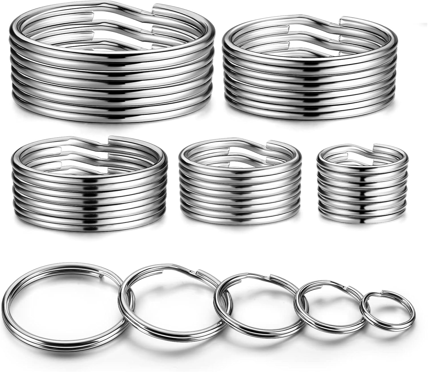 YHYZ durable alloy steel flat key rings packaging view displaying the complete organizational assortment.