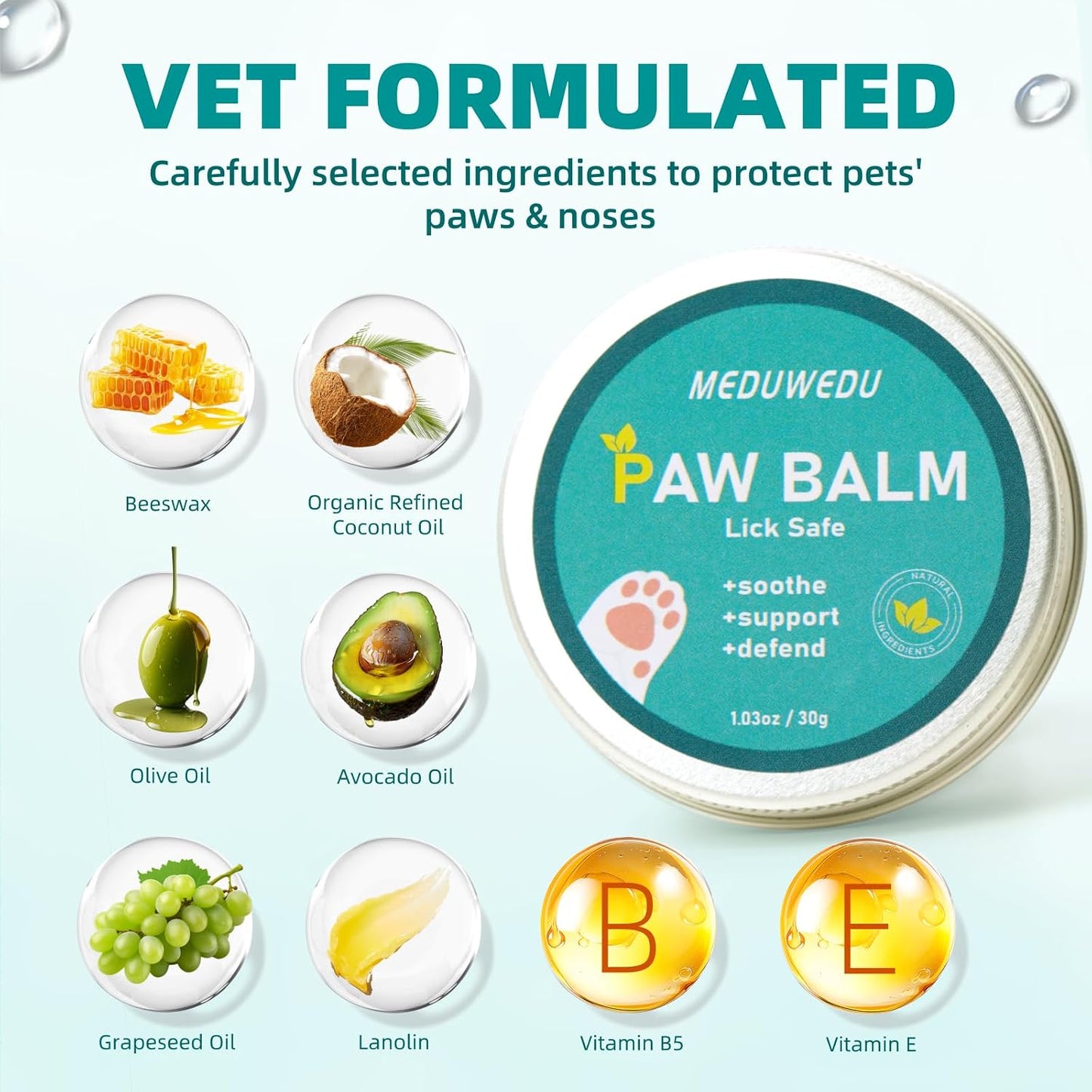 Beeswax and coconut oil dog paw butter soothing application