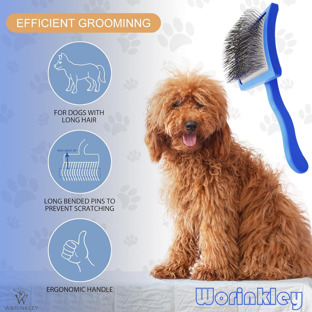 Ergonomic non slip blue handle pet grooming tool.