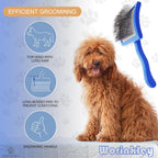 Ergonomic non slip blue handle pet grooming tool.