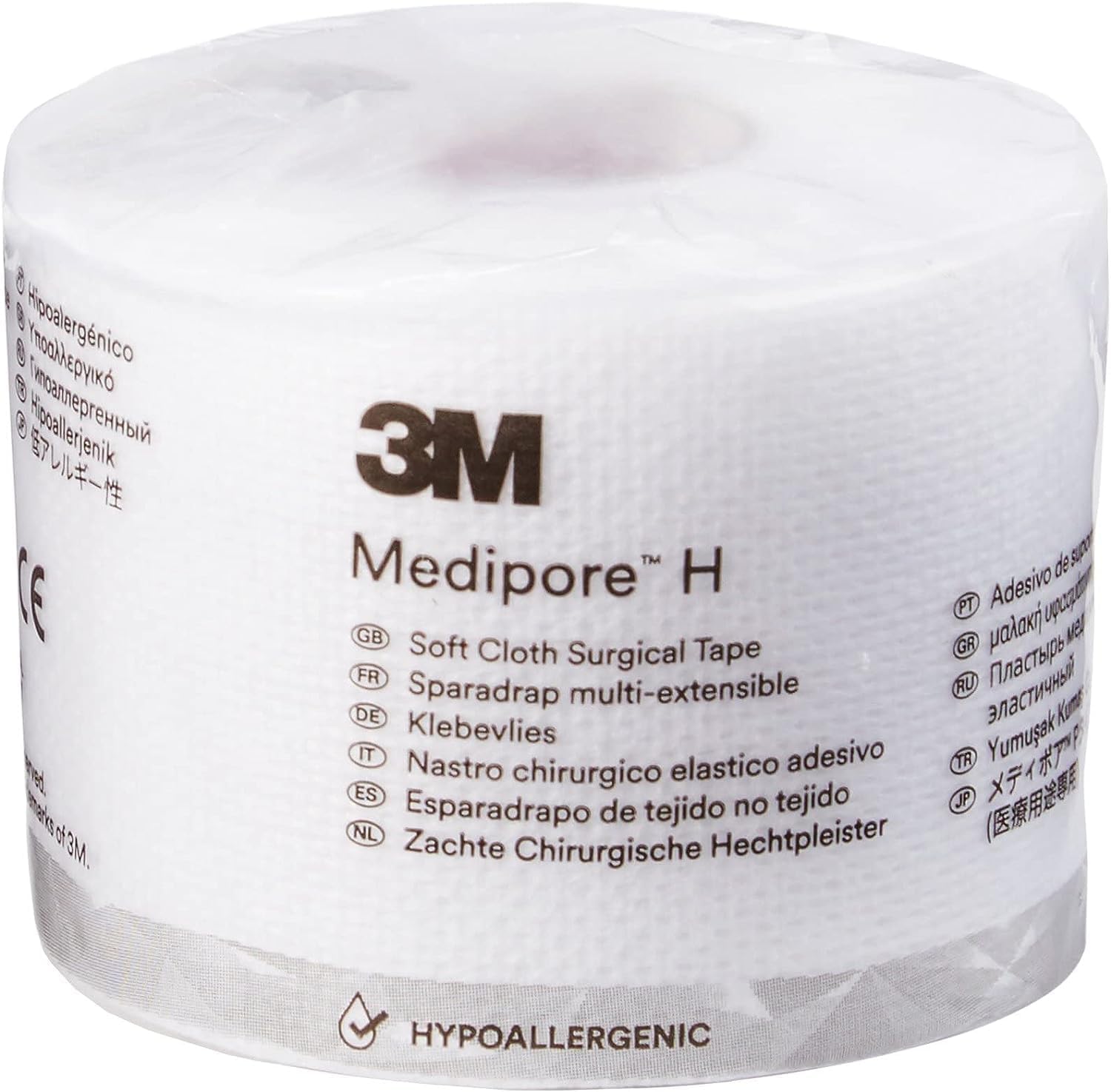 3M Medipore Hypoallergenic Soft Cloth Surgical Tape front view roll