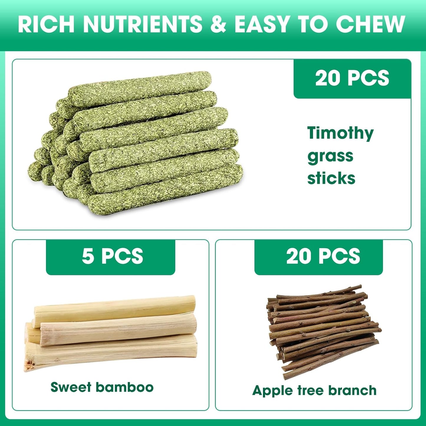 WDEFUN small animal chewing sticks arranged by material type