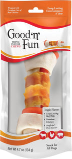 Good n Fun Triple Flavor 8 Inch Bone front packaging view