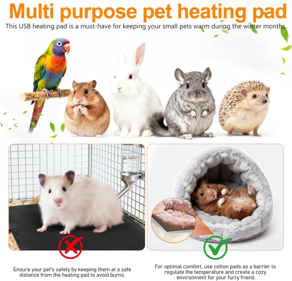 Hamster blanket heating pad connected to USB power source