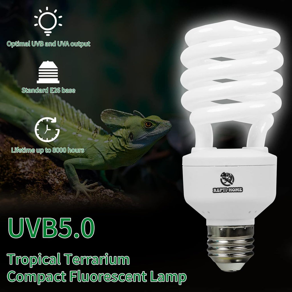 Repti Home UVB 5.0 bulb installed in terrarium hood