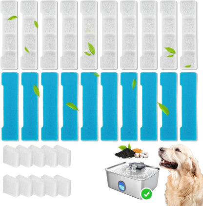 Close up of activated carbon filter and pump sponge for pet fountain