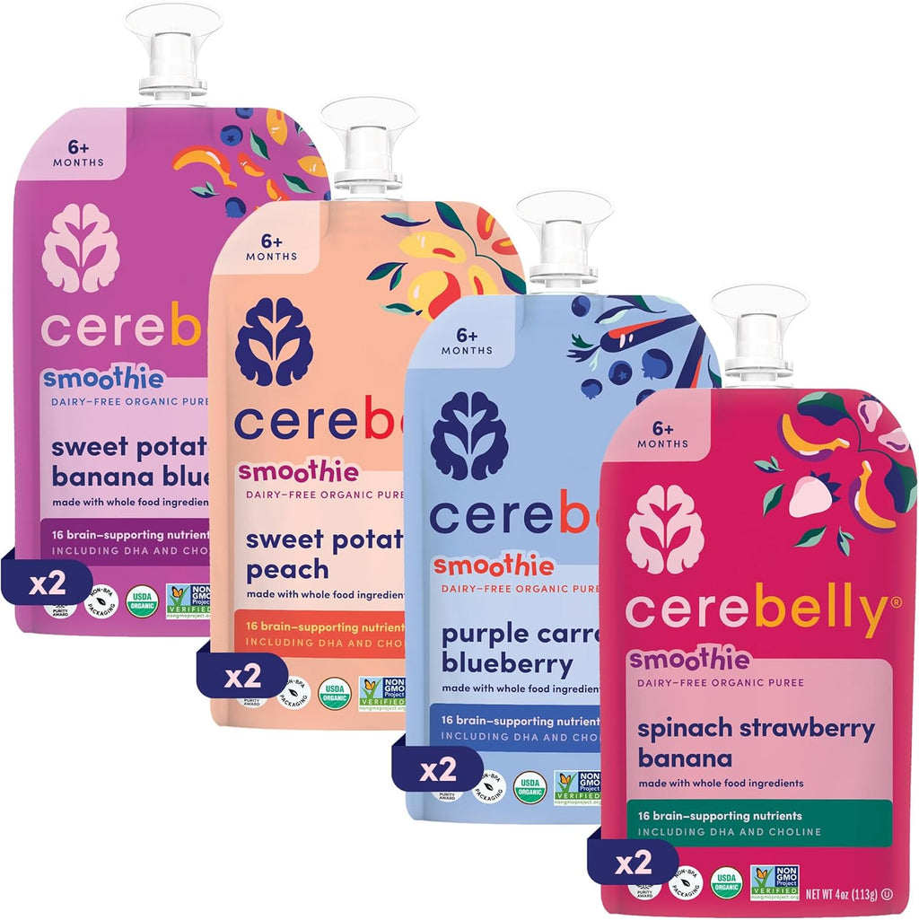 Cerebelly Organic Baby Food Smoothie Sampler Pack front view