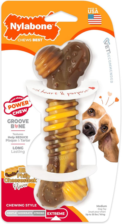 Nylabone Power Chew Groove Bone - Dog Toys for Aggressive Chewers - Durable Dog Toy for Small Breeds - Small Dog Chew Toys - Flavor Medley, Small, Up to 25 Ibs. (1 Count) - Image 12