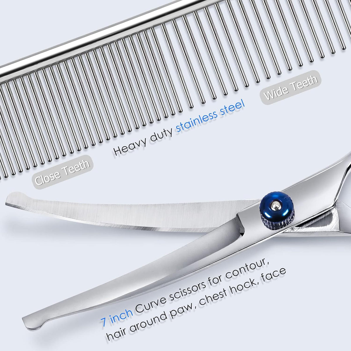 Maxshop dog grooming shears with adjustable tension screw close up