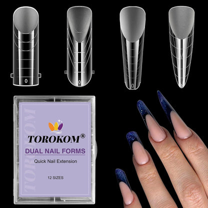 Torokom dual nail forms for poly extension gel 96 pieces set