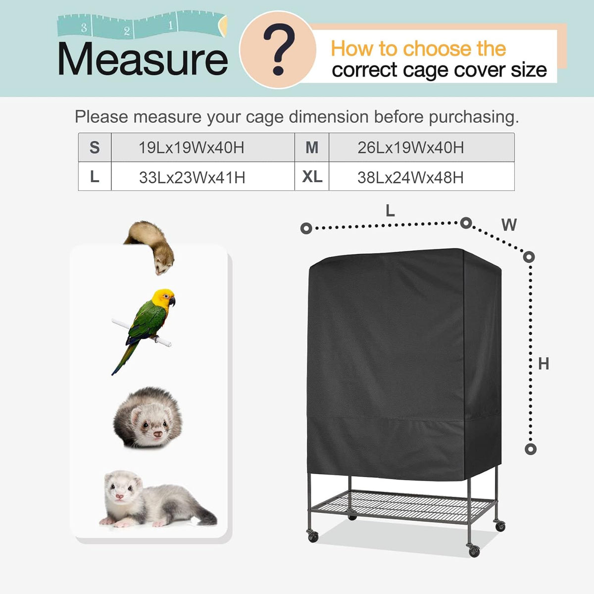 Explore Land pet cage cover showing adjustable hook and loop side ventilation