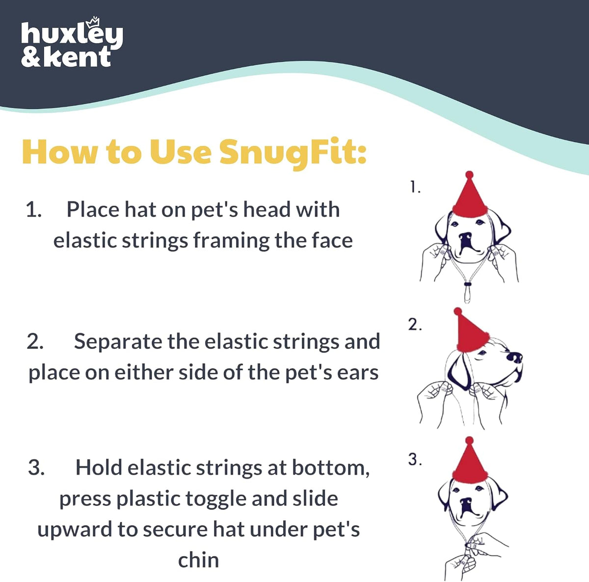 Huxley and Kent pet hat with elastic bands visible