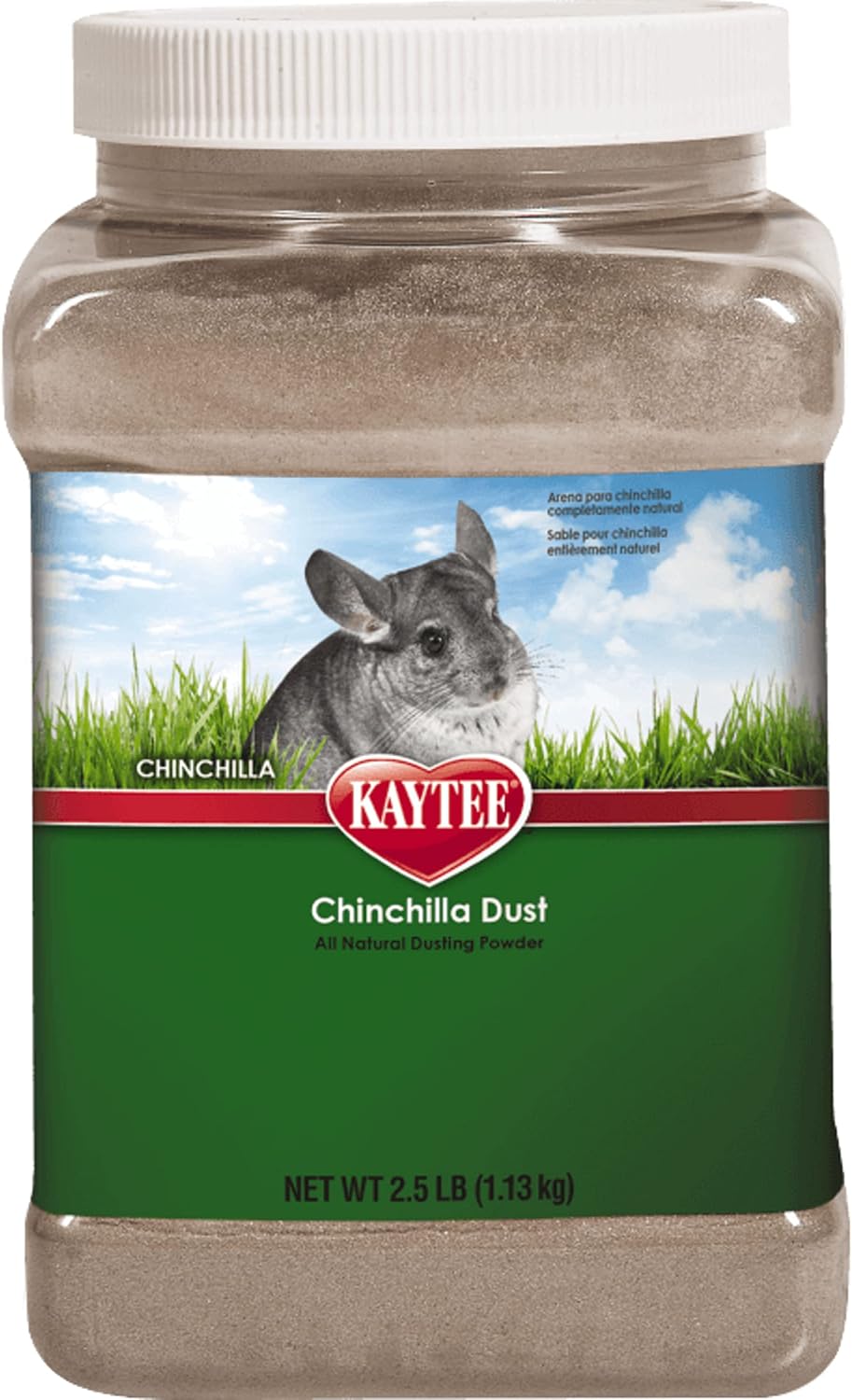Kaytee Chinchilla All Natural Dusting Powder front view container for pet grooming